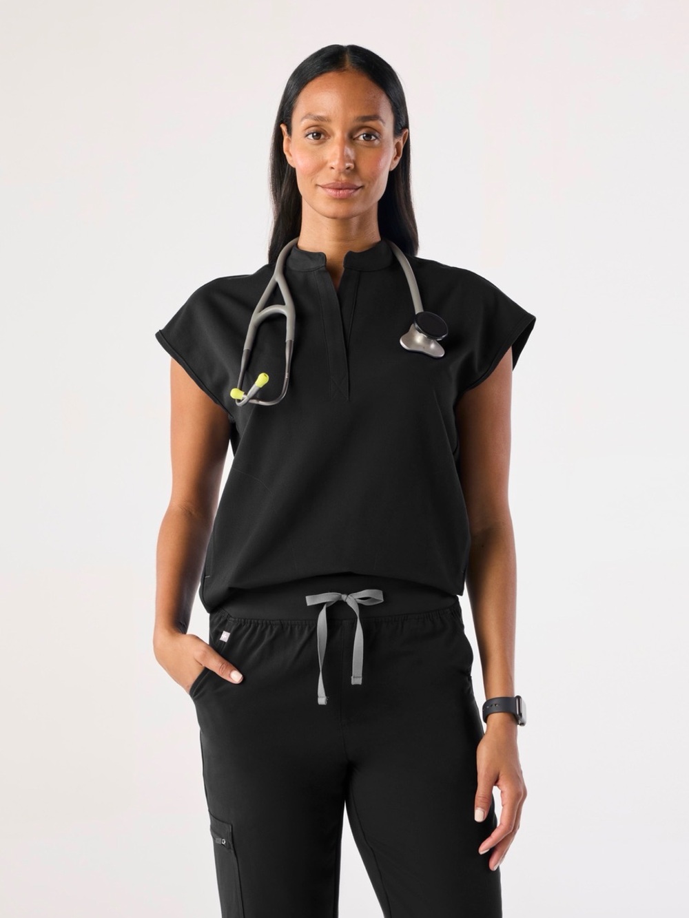 FIGS Women's Rafaela Oversized Scrub Top - Black - Size Small - Picture 4 of 9